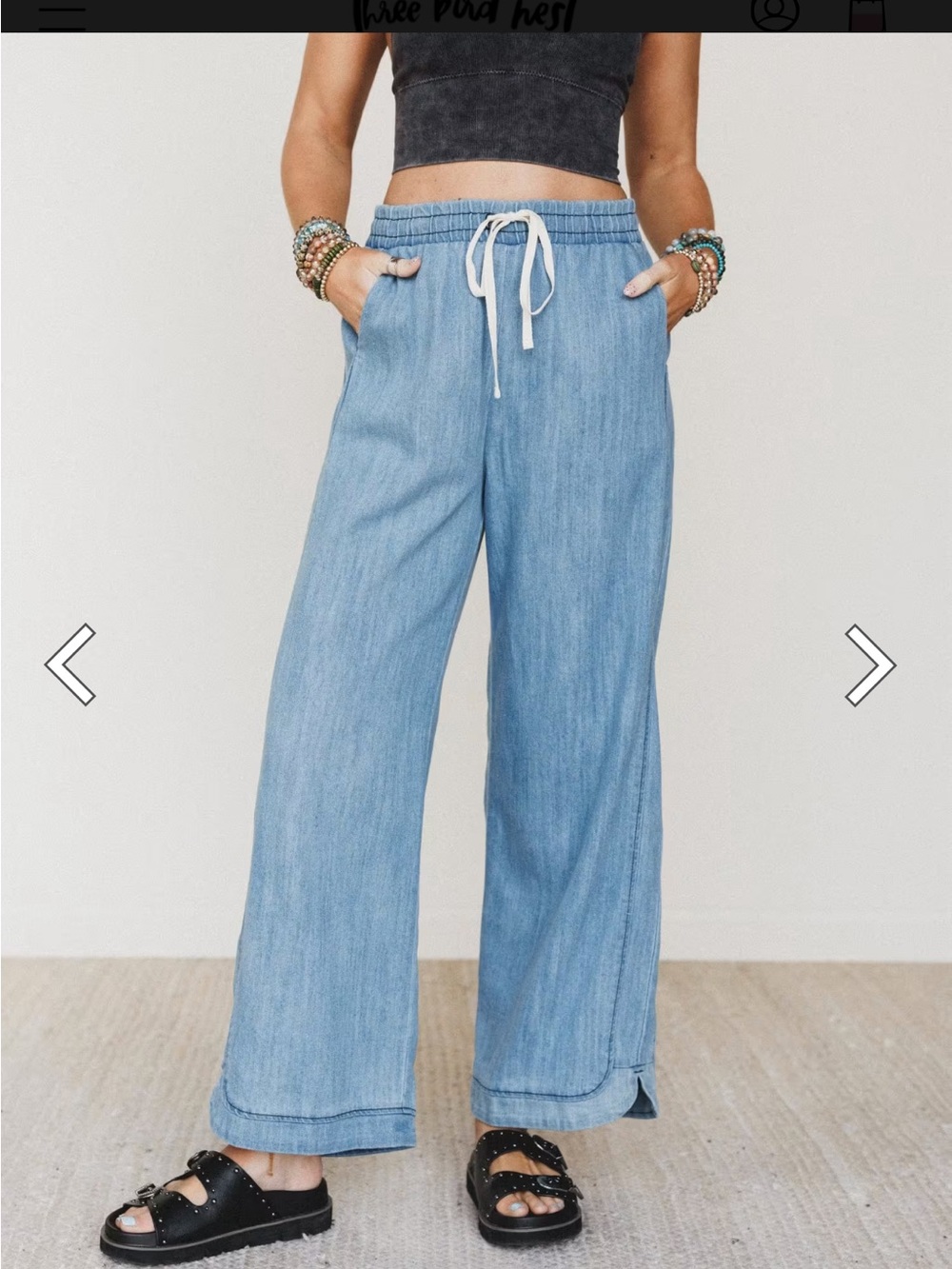 Three Bird Nest So Comfy Wide Leg Denim Pant- Light Indigo.